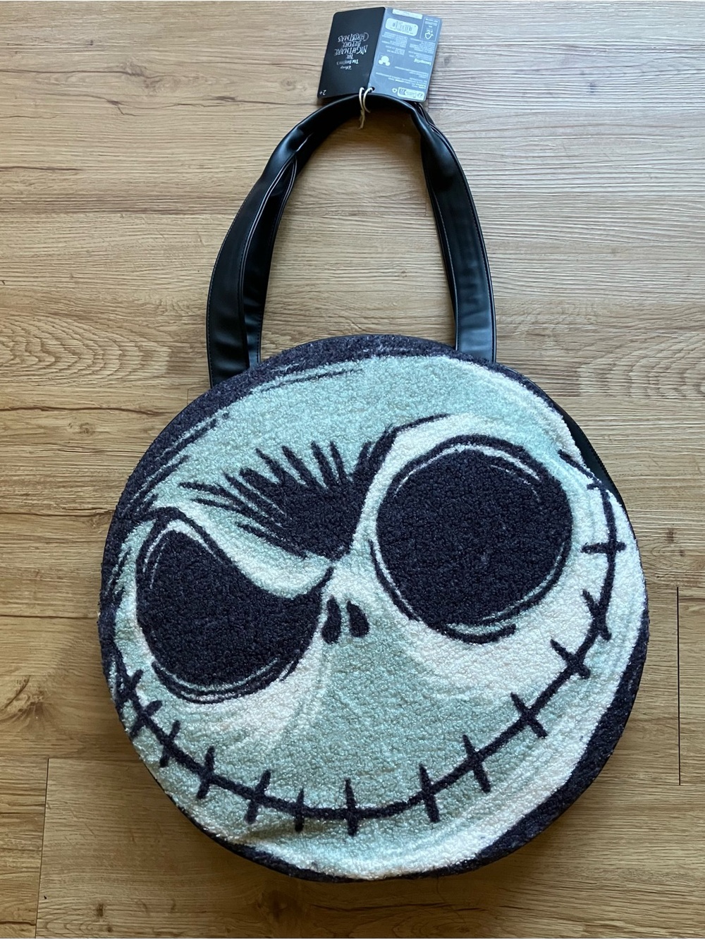 NWT Disney X Loungefly Round Jack Skellington Graphic Furry Tote Bag Halloween
